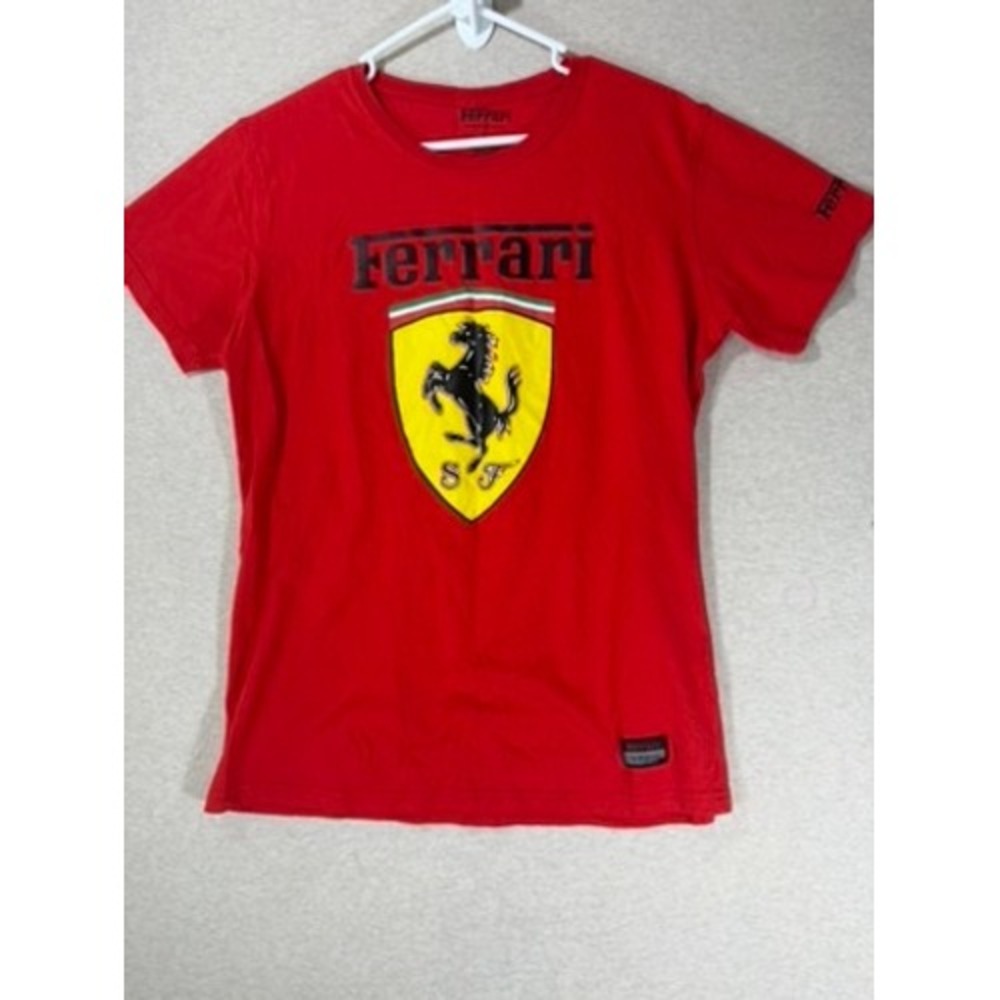 Ferrari Graphic T-Shirt Mens Large Red Excellent Scuderia F1 Racing Tee